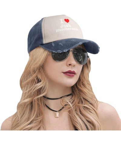 I Love Josh Hutcherson Distressed Baseball Cap for Women Graphic Washed Denim Adjustable Strapback Baseball Caps Navy Blue $9...