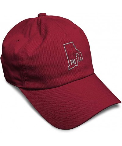 Soft Baseball Cap Rhode Island State Map Ri Embroidery Names Cotton Dad Hats for Men & Women Burgundy Design Only $16.23 Base...