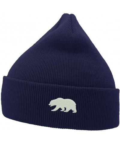 Mens Beanie Knit Hats Bear California Embroidered Unisex Casual Beanies Hats for Winter Navy $13.65 Skullies & Beanies