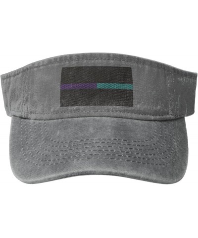 Mesh Style Thin Purple-Teal Line Flag Sun Visor Hats for Women Men Adjustable Sports Sun Hats Cotton Golf Cap Gray $13.35 Visors