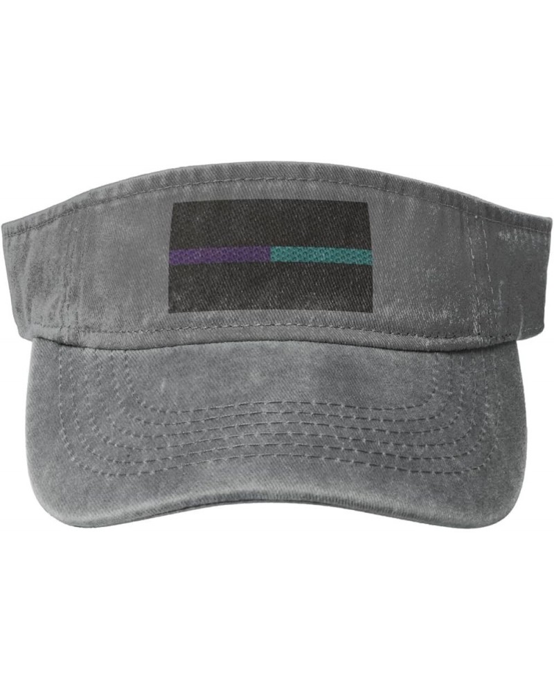 Mesh Style Thin Purple-Teal Line Flag Sun Visor Hats for Women Men Adjustable Sports Sun Hats Cotton Golf Cap Gray $13.35 Visors