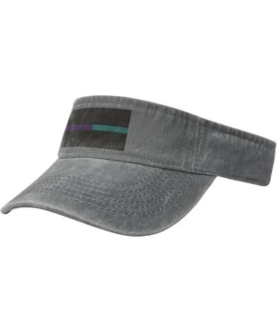 Mesh Style Thin Purple-Teal Line Flag Sun Visor Hats for Women Men Adjustable Sports Sun Hats Cotton Golf Cap Gray $13.35 Visors