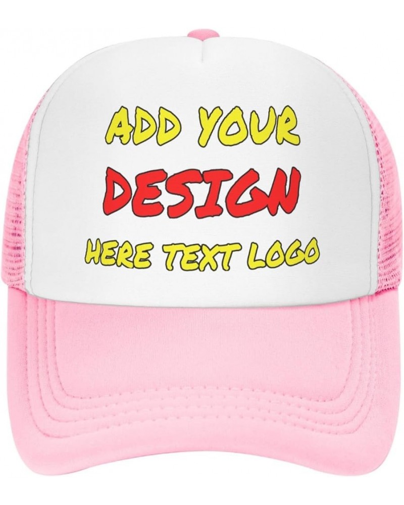 Custom Hats Design Your Own Trucker Hat Text Or Logo Or Images Baseball Cap for Man Or Women Personalized Gifts Pink $8.11 Ba...