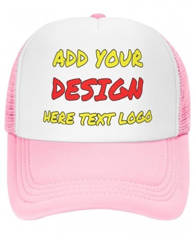 Custom Hats Design Your Own Trucker Hat Text Or Logo Or Images Baseball Cap for Man Or Women Personalized Gifts Pink $8.11 Ba...