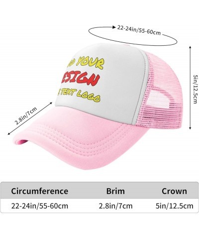 Custom Hats Design Your Own Trucker Hat Text Or Logo Or Images Baseball Cap for Man Or Women Personalized Gifts Pink $8.11 Ba...