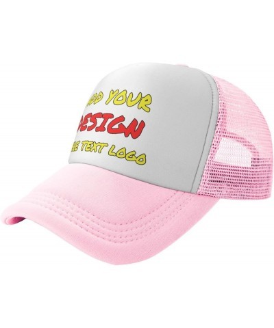 Custom Hats Design Your Own Trucker Hat Text Or Logo Or Images Baseball Cap for Man Or Women Personalized Gifts Pink $8.11 Ba...