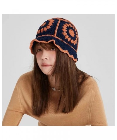 Knitted Bucket Hat for Women Handmand Floral Crochet Cap Summer Outdoor for Girls Black $13.19 Bucket Hats