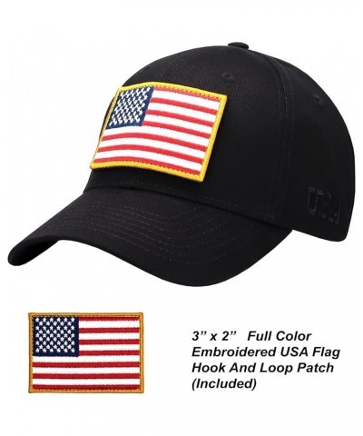 American Flag Unisex Baseball Hat for Men and Women | USA Flag Mesh Snapback Flat Visor Cap + 2 Patriotic Patches (50) Black ...