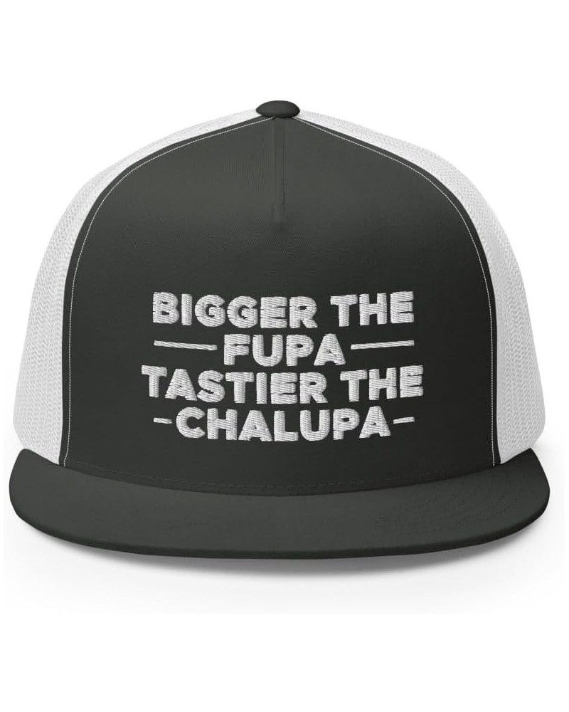 Bigger The FUPA Tastier The Chalupa Hat (Embroidered Trucker Cap) Charcoal/ White $20.75 Baseball Caps