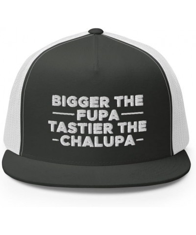 Bigger The FUPA Tastier The Chalupa Hat (Embroidered Trucker Cap) Charcoal/ White $20.75 Baseball Caps