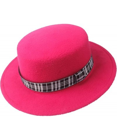 Men and Women Flat Top Fedora Hat Fashion Wide Brim Wool Trilby Cap Party Wedding Church Pork Pie Hat Coffee $18.89 Fedoras