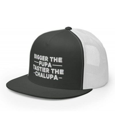 Bigger The FUPA Tastier The Chalupa Hat (Embroidered Trucker Cap) Charcoal/ White $20.75 Baseball Caps