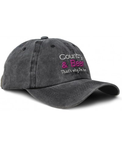 Soft Washed Baseball Cap Country & Beer That's Why I'm Here Cotton Dad Hats for Men & Women Black $14.55 Baseball Caps