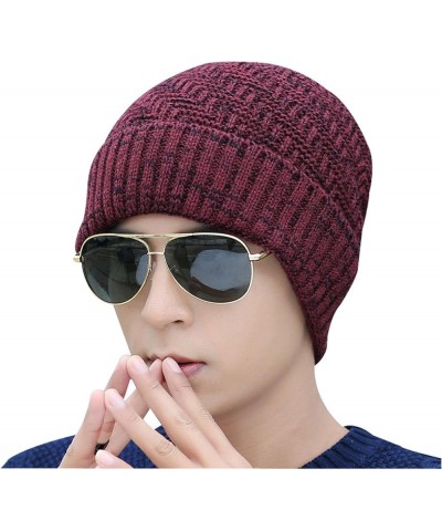 Men's Thick Warm Wool Knitted Hat and Scarf Winter Gift Set Snow Caps Red $10.19 Scarves