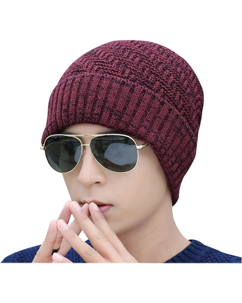 Men's Thick Warm Wool Knitted Hat and Scarf Winter Gift Set Snow Caps Red $10.19 Scarves