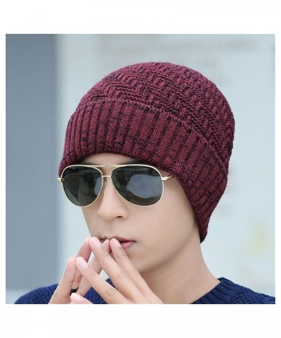 Men's Thick Warm Wool Knitted Hat and Scarf Winter Gift Set Snow Caps Red $10.19 Scarves