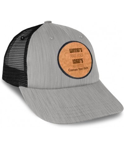 Patch Hat Printed Leather Background Winners Make Goals Losers Make Excuses Sport Trucker Baseball Cap Heather Gray Black Cir...