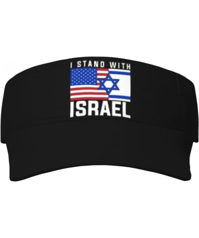 American I Stand with Israel USA Flag Visor Cap Adjustable Uv Protection Sun Visor Hats Empty Top Baseball Hat for Women and ...