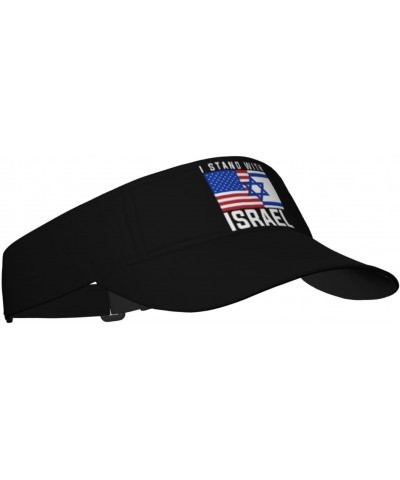 American I Stand with Israel USA Flag Visor Cap Adjustable Uv Protection Sun Visor Hats Empty Top Baseball Hat for Women and ...