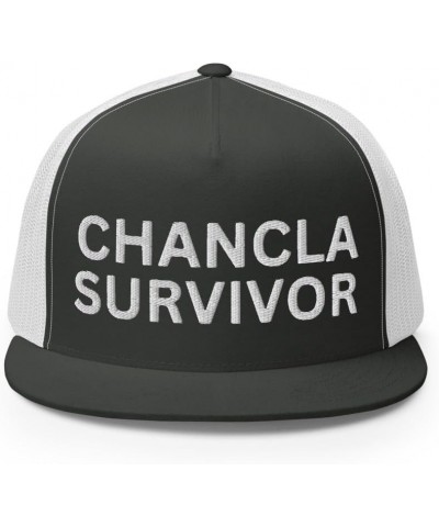 Chancla Survivor Hispanic Hat (Embroidered Trucker Cap) Charcoal/ White $17.38 Baseball Caps