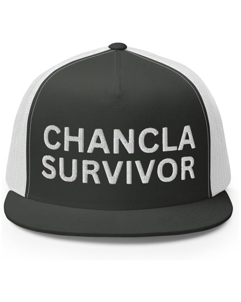 Chancla Survivor Hispanic Hat (Embroidered Trucker Cap) Charcoal/ White $17.38 Baseball Caps