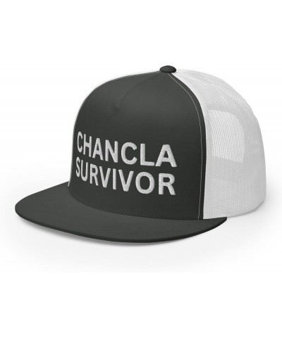 Chancla Survivor Hispanic Hat (Embroidered Trucker Cap) Charcoal/ White $17.38 Baseball Caps