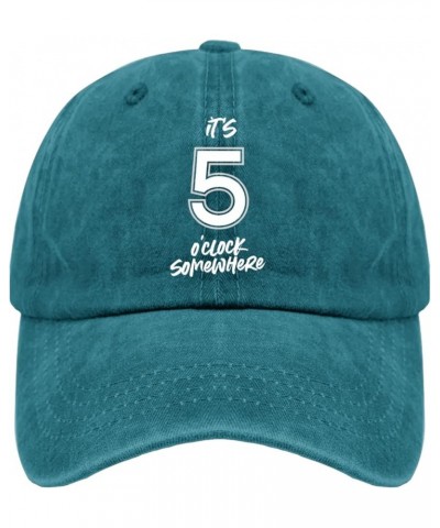 Womens Baseball Hat Gym Cap for Mens Outdoor Caps Trendy It's 5 O'Clock Somewhere Sun Hat Cyan Blue $10.38 Visors