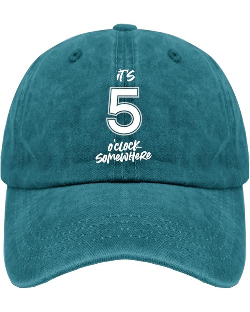 Womens Baseball Hat Gym Cap for Mens Outdoor Caps Trendy It's 5 O'Clock Somewhere Sun Hat Cyan Blue $10.38 Visors