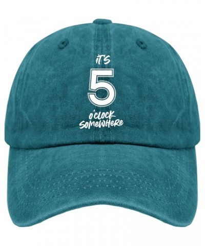 Womens Baseball Hat Gym Cap for Mens Outdoor Caps Trendy It's 5 O'Clock Somewhere Sun Hat Cyan Blue $10.38 Visors