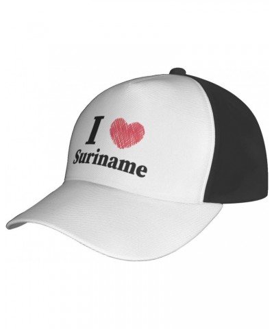 I Love Suriname Baseball Cap for Men Women Adjustable Dad Hat Outdoor Casual Trucker Caps Sun Hats Black $15.20 Baseball Caps