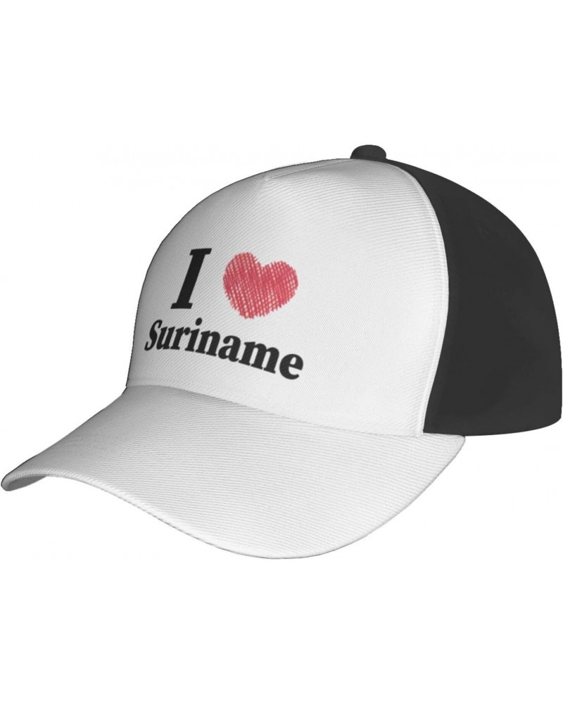 I Love Suriname Baseball Cap for Men Women Adjustable Dad Hat Outdoor Casual Trucker Caps Sun Hats Black $15.20 Baseball Caps