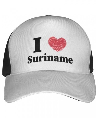 I Love Suriname Baseball Cap for Men Women Adjustable Dad Hat Outdoor Casual Trucker Caps Sun Hats Black $15.20 Baseball Caps