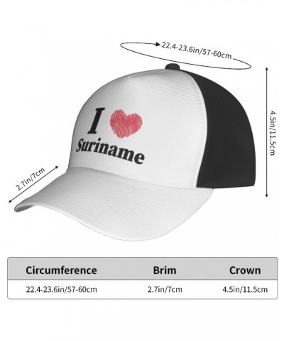 I Love Suriname Baseball Cap for Men Women Adjustable Dad Hat Outdoor Casual Trucker Caps Sun Hats Black $15.20 Baseball Caps