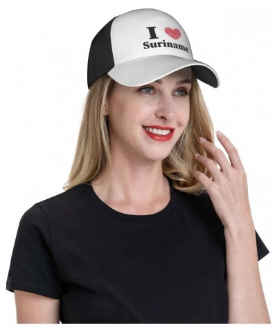 I Love Suriname Baseball Cap for Men Women Adjustable Dad Hat Outdoor Casual Trucker Caps Sun Hats Black $15.20 Baseball Caps