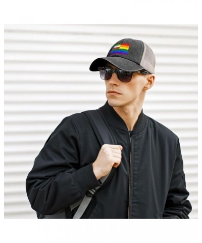 Equatorial Guinea Rainbow Flag Baseball Cap Women Men Mesh Back Hats Vintage Cowboy Hat Dad Caps Black $11.59 Cowboy Hats