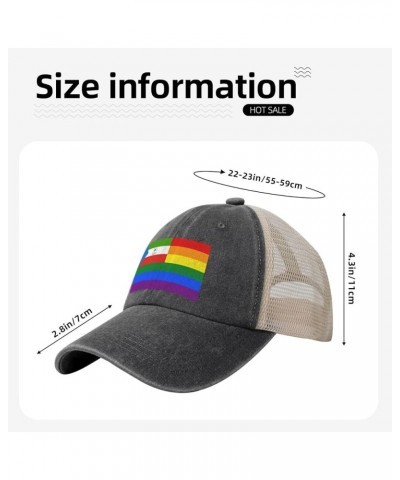 Equatorial Guinea Rainbow Flag Baseball Cap Women Men Mesh Back Hats Vintage Cowboy Hat Dad Caps Black $11.59 Cowboy Hats