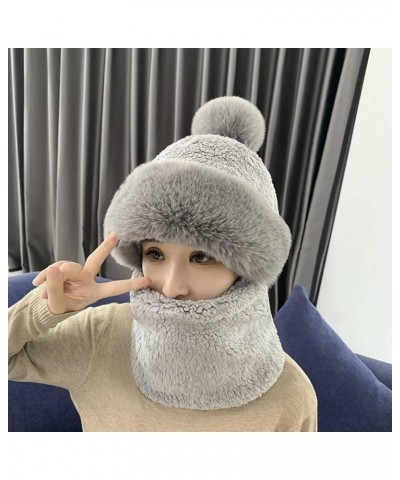 Windproof Women's Autumn and Winter Wool Lining Thick Windproof Scarf mask Integrated Cold-Proof Warm Huise $14.69 Scarves