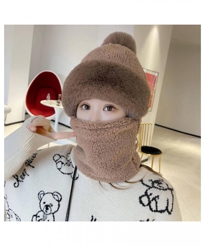 Windproof Women's Autumn and Winter Wool Lining Thick Windproof Scarf mask Integrated Cold-Proof Warm Huise $14.69 Scarves