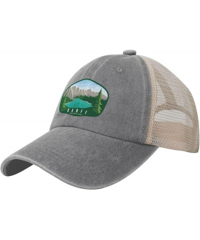 Mens Hat Hiking Snapback Trucker Cap Mens Mesh Ball Caps Banff National Park Hats Gray $11.75 Baseball Caps