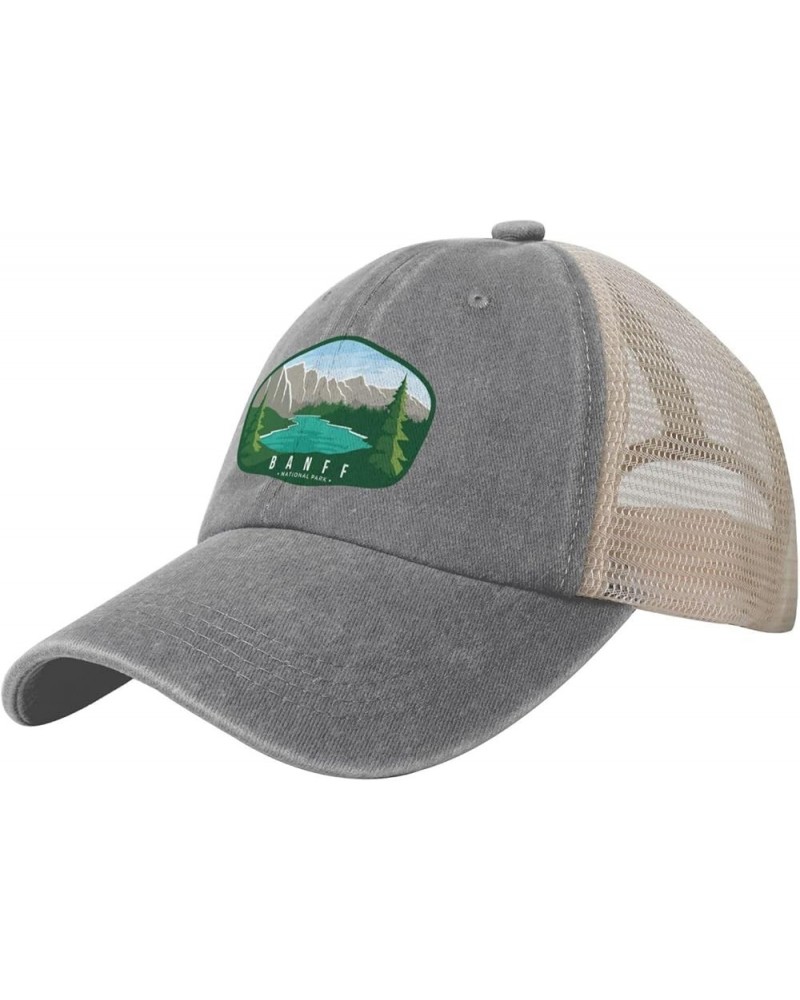 Mens Hat Hiking Snapback Trucker Cap Mens Mesh Ball Caps Banff National Park Hats Gray $11.75 Baseball Caps