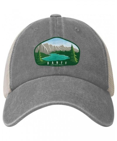 Mens Hat Hiking Snapback Trucker Cap Mens Mesh Ball Caps Banff National Park Hats Gray $11.75 Baseball Caps