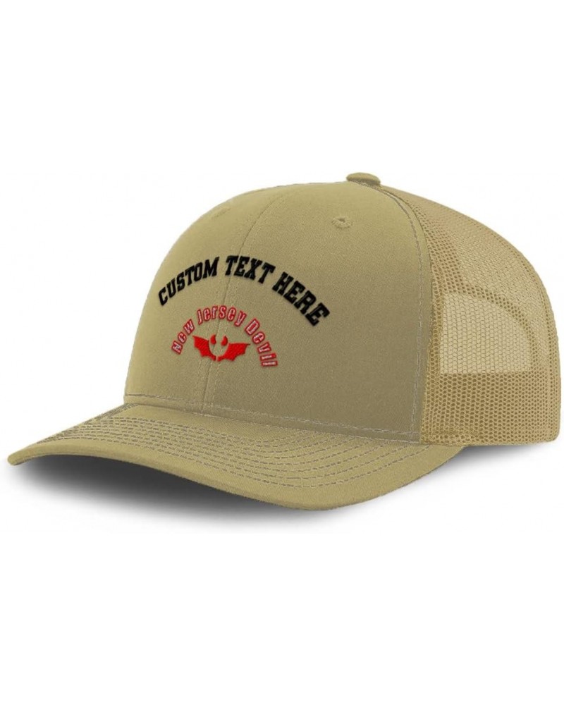 Custom Custom Trucker Hat Baseball Cap New Jersey Devil Fantasy Cotton Mythical Dad Hats for Men & Women Khaki Personalized T...