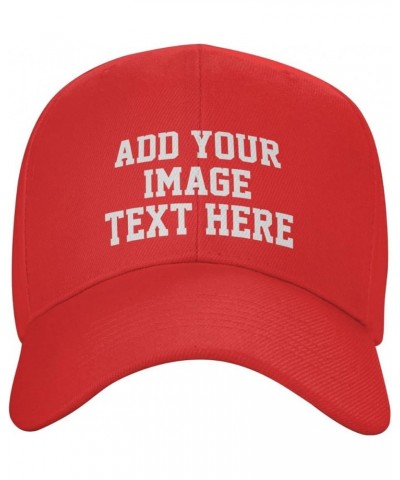 Custom Hats for Men Design Your Own Personalized Text Photo Logo Hats Red $7.50 Baseball Caps