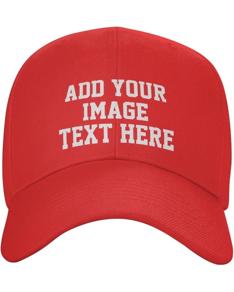 Custom Hats for Men Design Your Own Personalized Text Photo Logo Hats Red $7.50 Baseball Caps