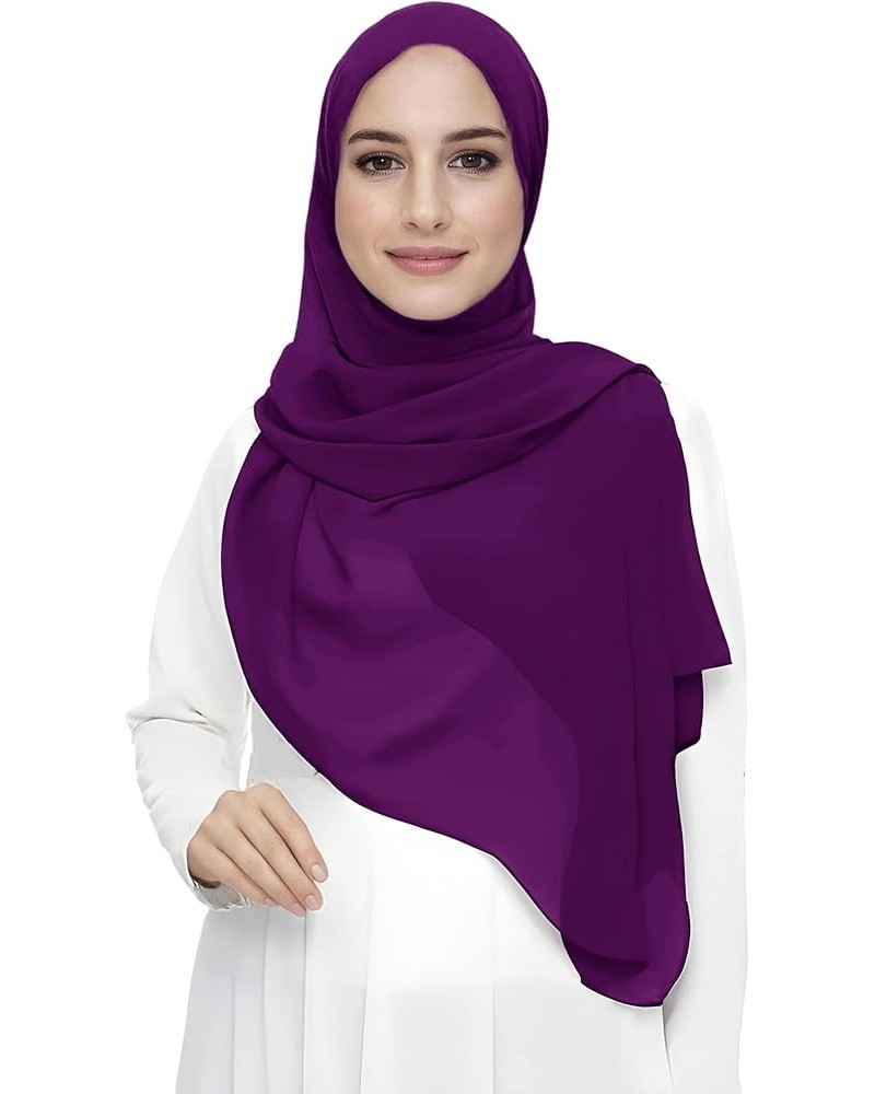 Premium Chiffon Hijab Head Scarf Shawl Wrap for Muslim Women Lightweight Red Violet $7.64 Scarves