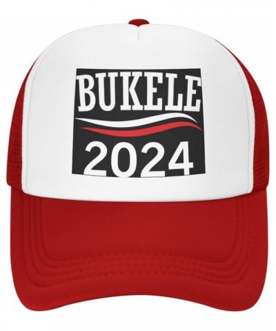 Nayib Bukele 2024 for President Gifts Trucker Hat Mesh Baseball Cap Men Ponytail Hat Adjustable Women Sun Hat Black Red $10.1...