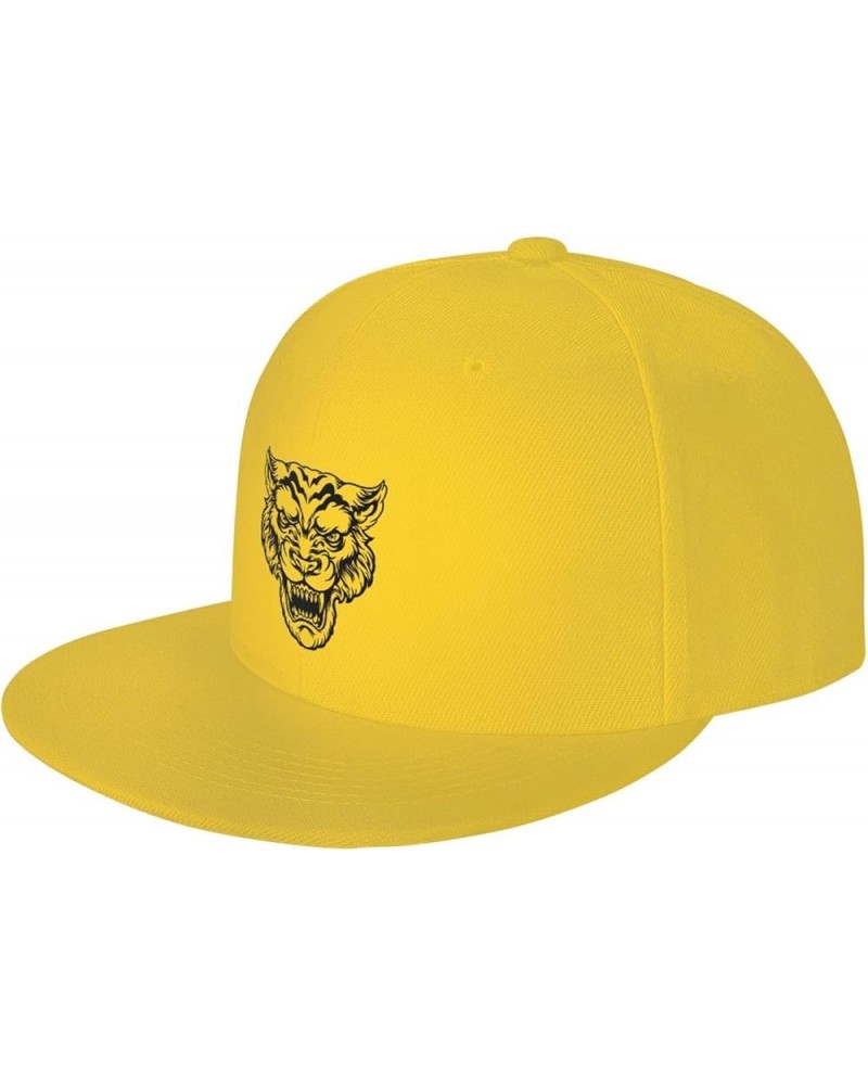 Tiger Head Snapback Hats for Men Baseball Cap Trucker Hat Flat Brim Hats Yellow $12.82 Baseball Caps