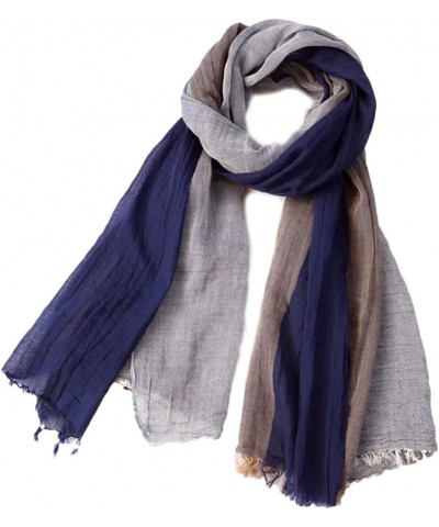 Men's Striped Tassel Scarf Patchwork Cotton Linen Scarf Male Casual Shawl Wrap B9050 $19.94 Scarves