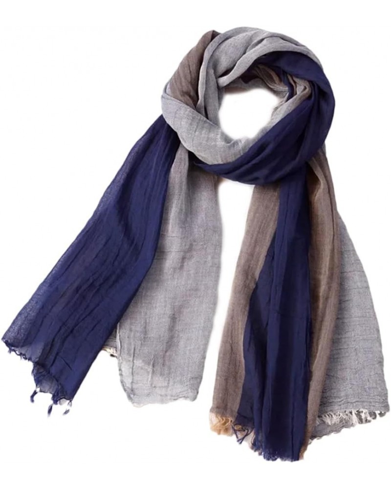 Men's Striped Tassel Scarf Patchwork Cotton Linen Scarf Male Casual Shawl Wrap B9050 $19.94 Scarves