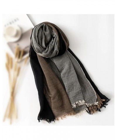 Men's Striped Tassel Scarf Patchwork Cotton Linen Scarf Male Casual Shawl Wrap B9050 $19.94 Scarves